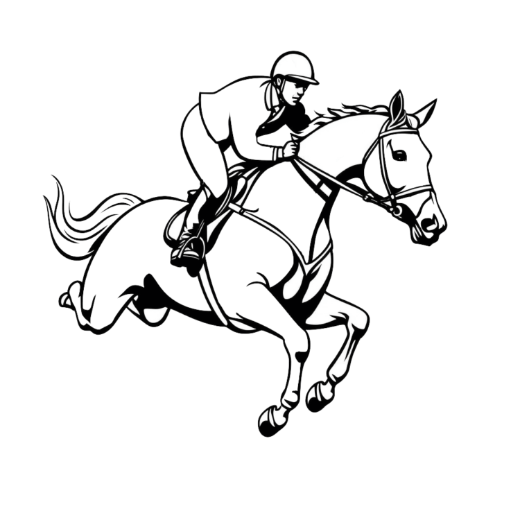 Ausmalbild Galoppierendes Pferd im Reitstall