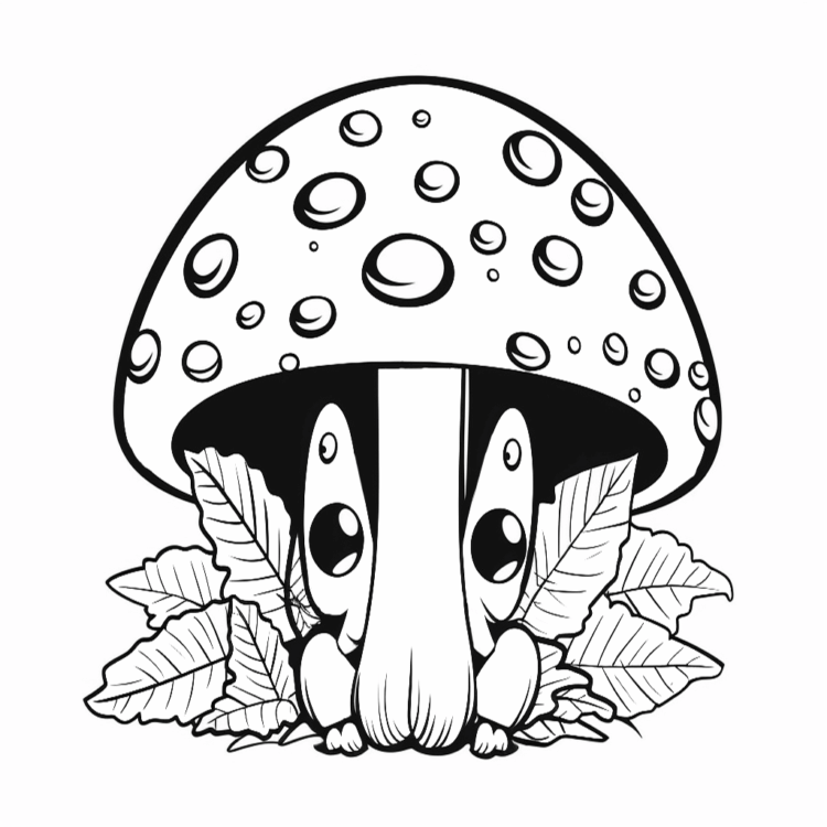 Coloring picture garden mushroom