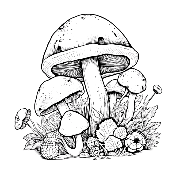 Coloring picture garden mushrooms