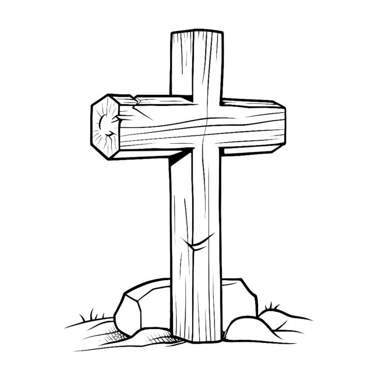 Página para colorear de la cruz brillante