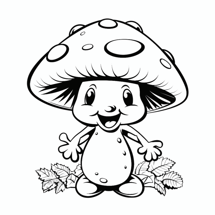 Coloring picture happy mushroom