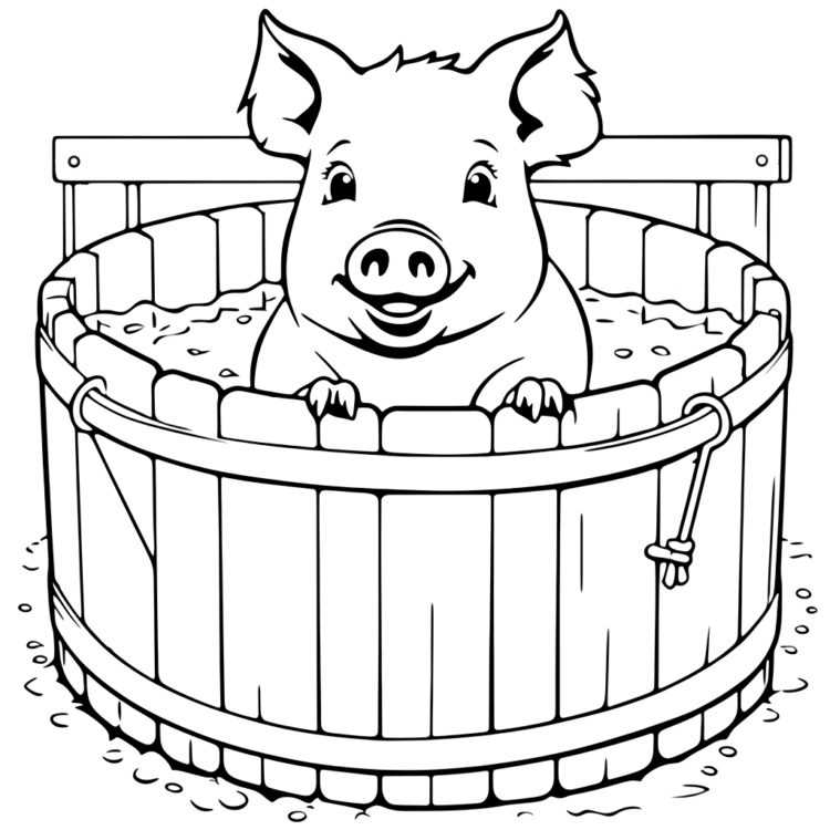 Happy pig coloring page