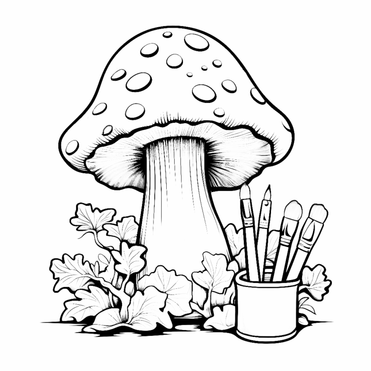 Ausmalbild Großer Pilz