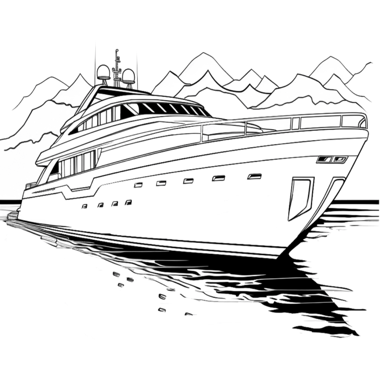 Coloring picture harbor yacht