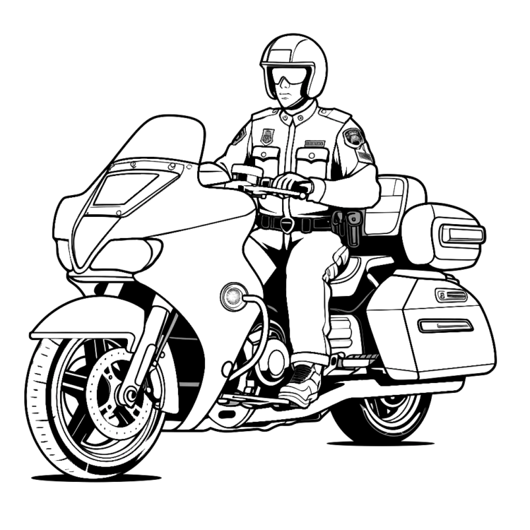 Heroic police coloring page
