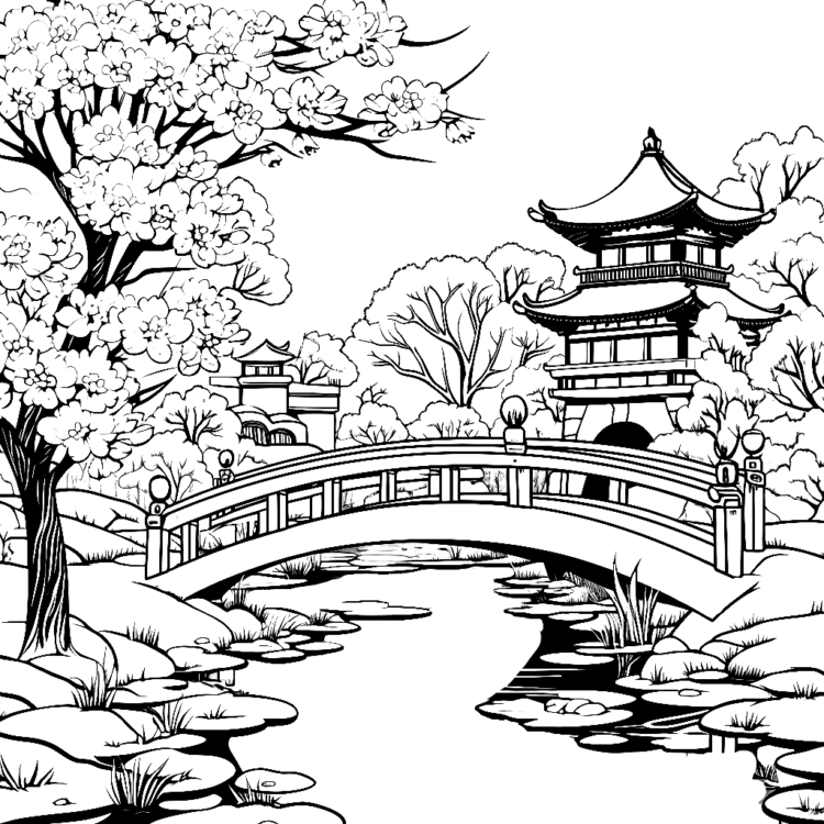 Dibujo para colorear paisajes de otoño