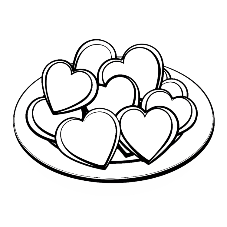 Coloring picture heart cookies
