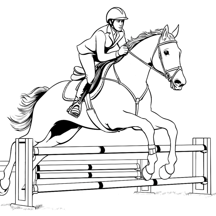 Coloring picture hooves riding stable