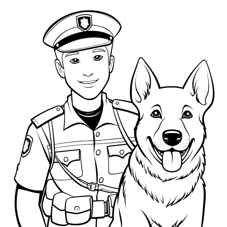 Ausmalbild K-9 Polizei