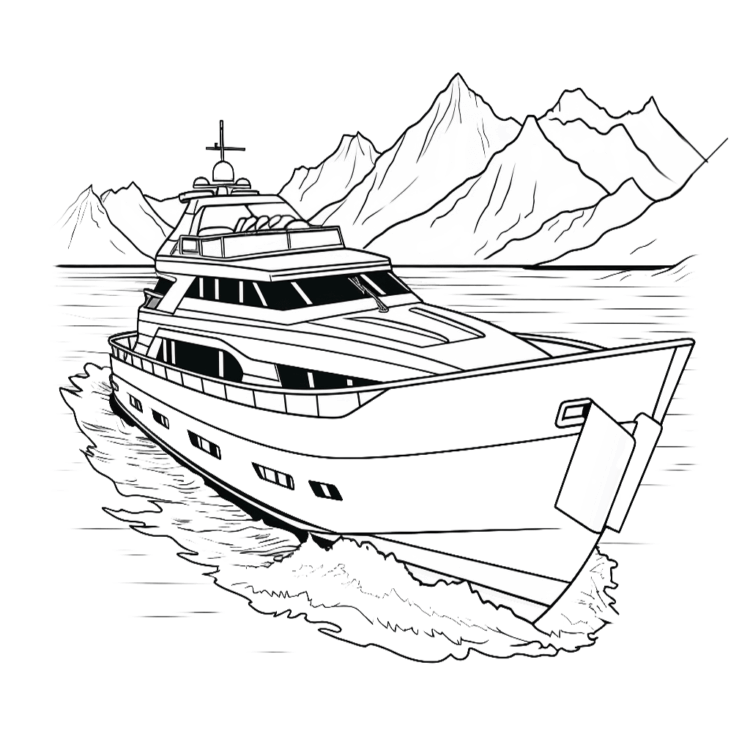 Ausmalbild Kreuzfahrt Yacht