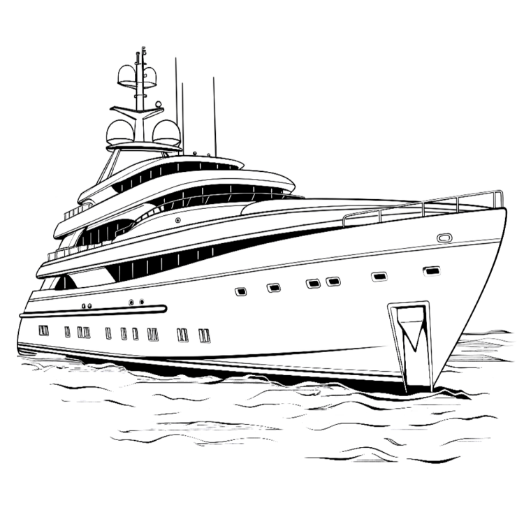 Ausmalbild Küstenyacht