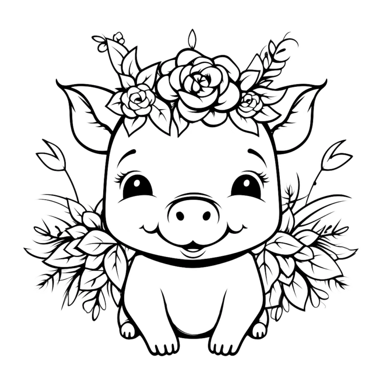 Smiling pig coloring page