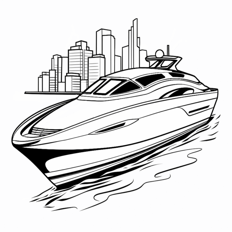 Coloring picture luxury yacht