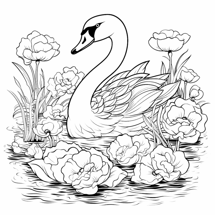 Dibujo para colorear cisne majestuoso
