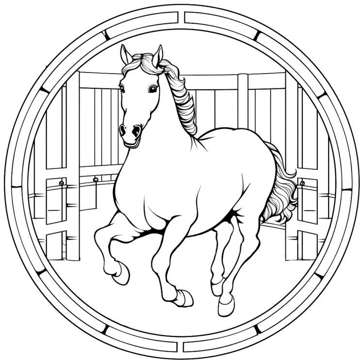 Coloring Mandala Riding stable
