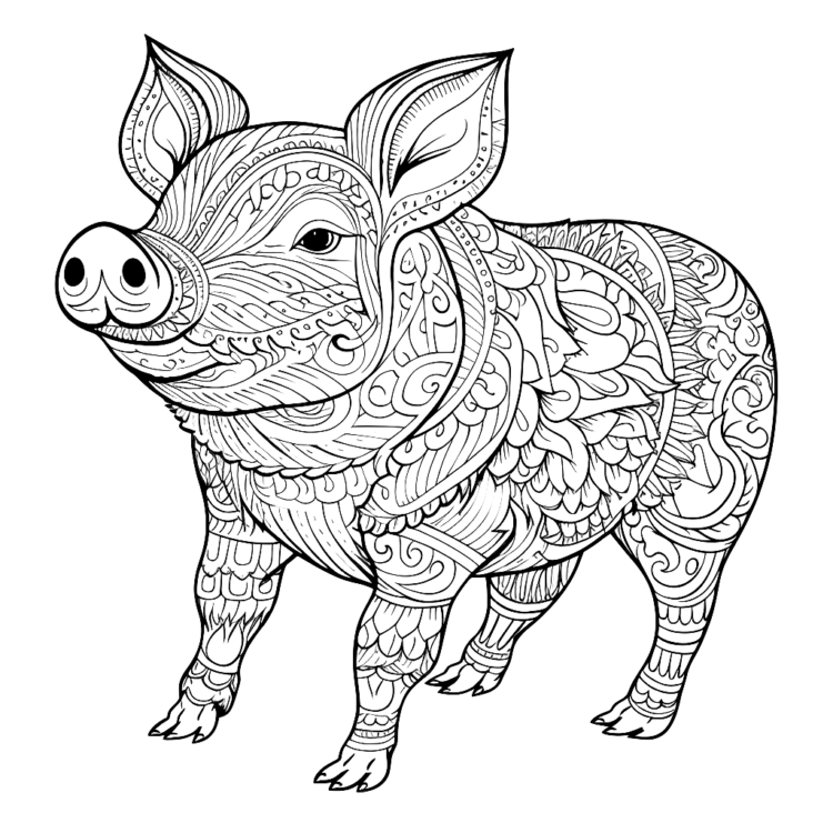Ausmalbild Mandala Schwein
