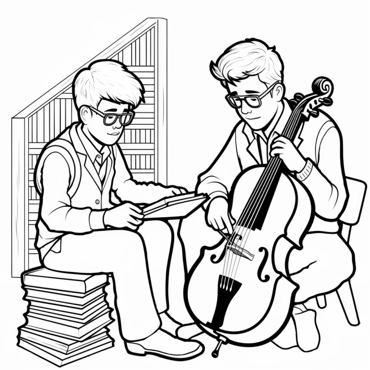 Coloring picture musician friends