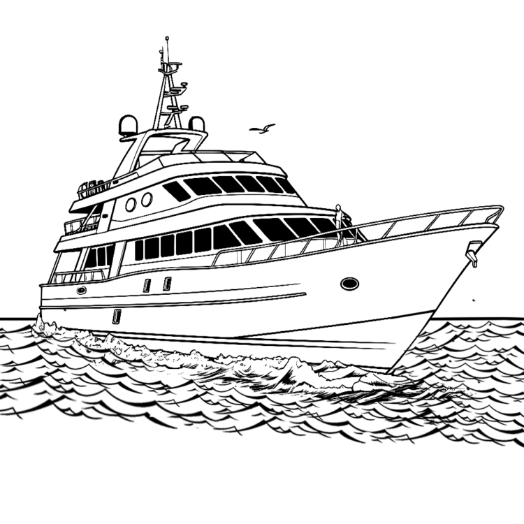 Ausmalbild Nautische Yacht