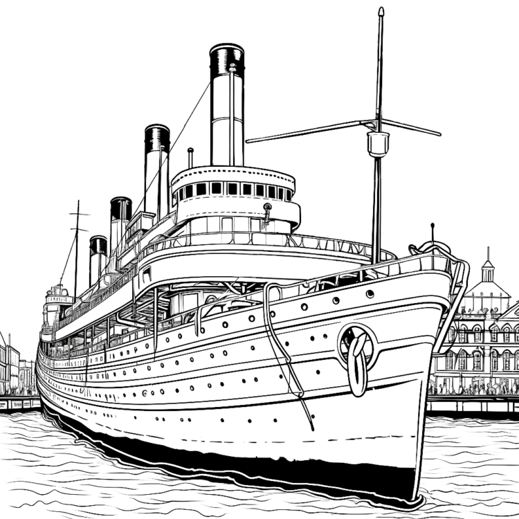 Coloring picture passenger boat