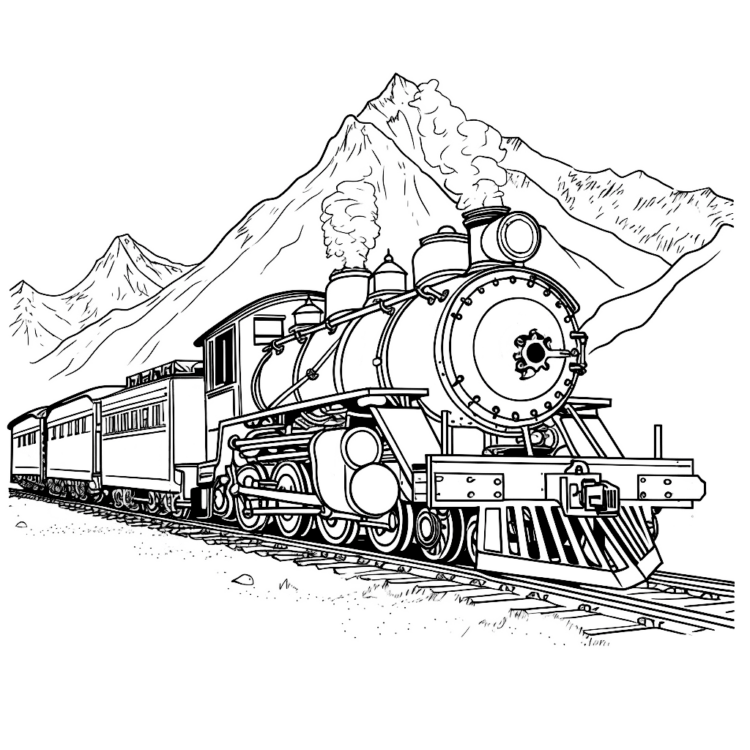 Ausmalbild Polar Express Lokomotive