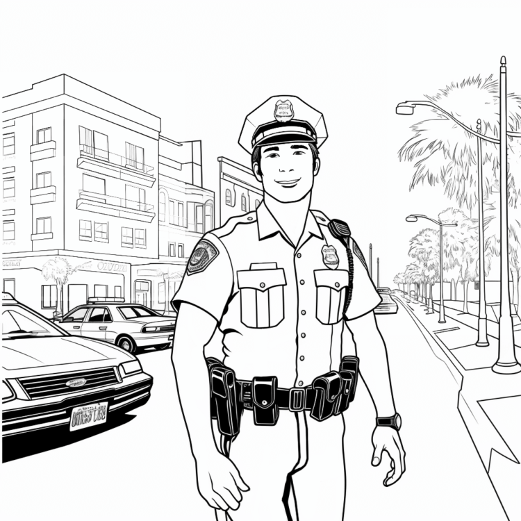 Dibujo para colorear policía policía