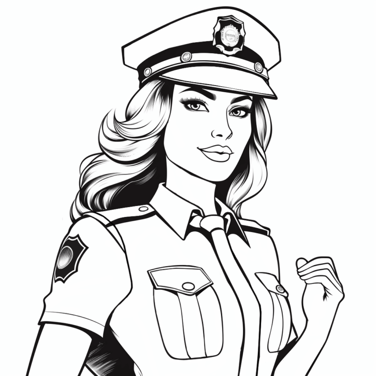Dibujo para colorear mujer policía