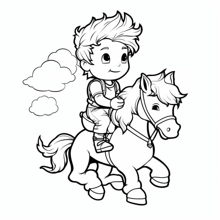 Coloring picture pony riding stable