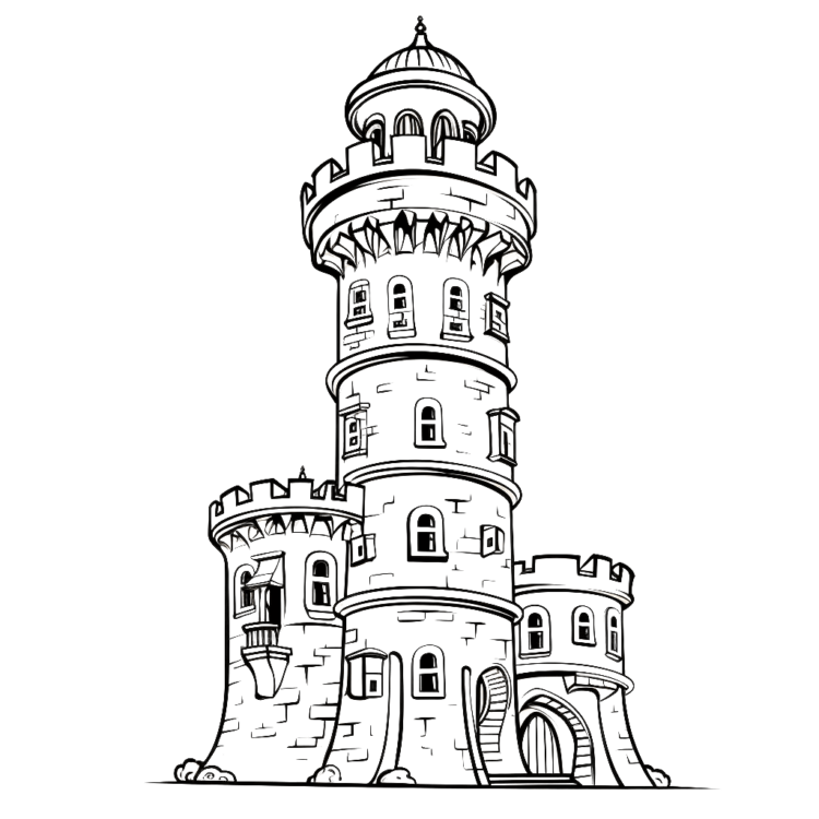 Ausmalbild Rapunzel im Turm