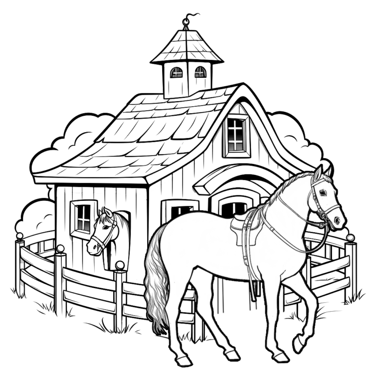 Ausmalbild Reiterhof