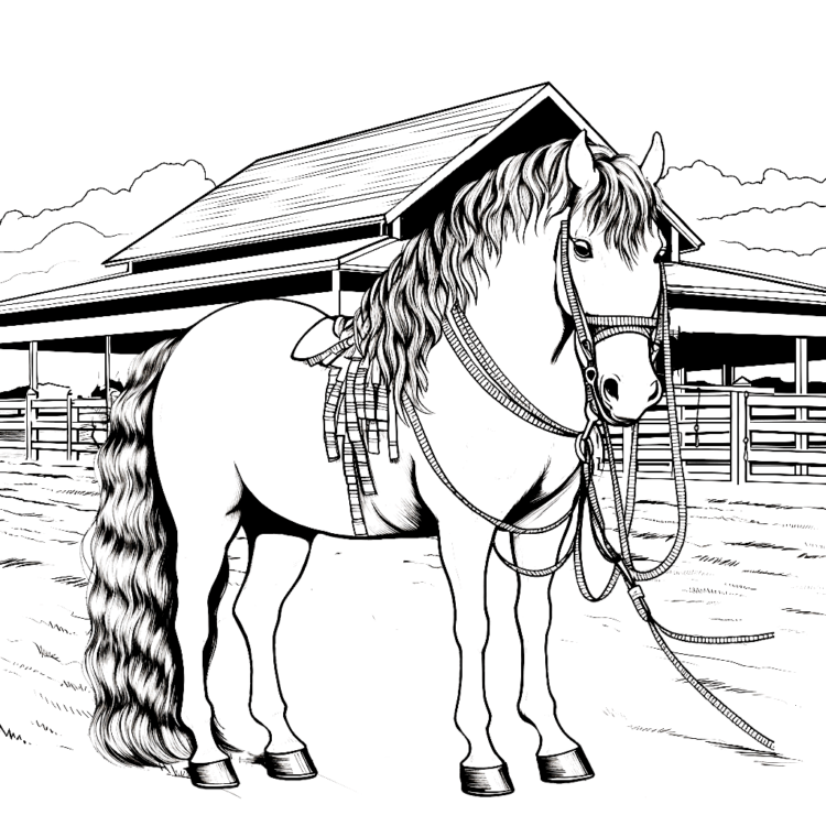 Coloring picture Haven riding stable