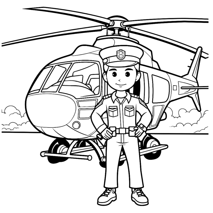 Dibujo para colorear policía de rescate