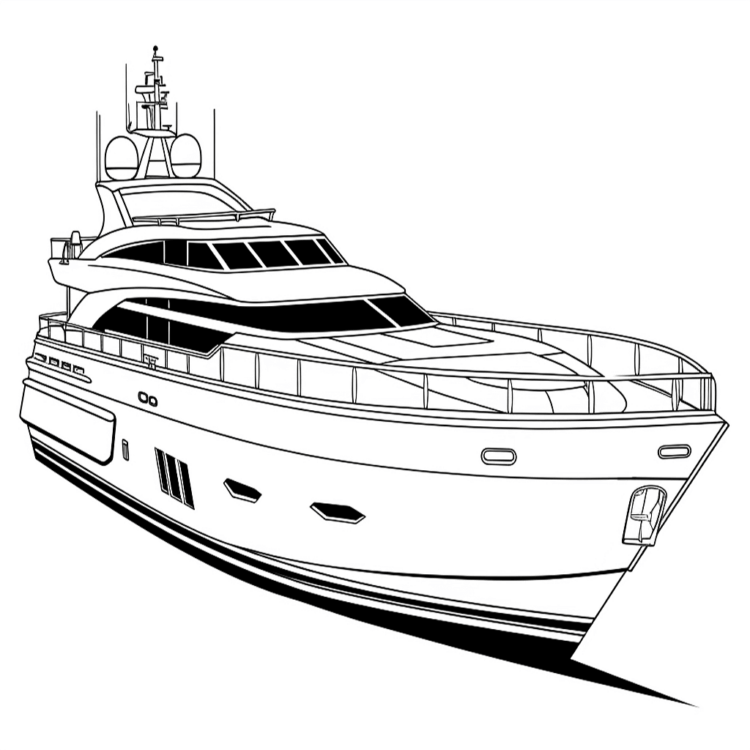 Ausmalbild Schöne Yacht