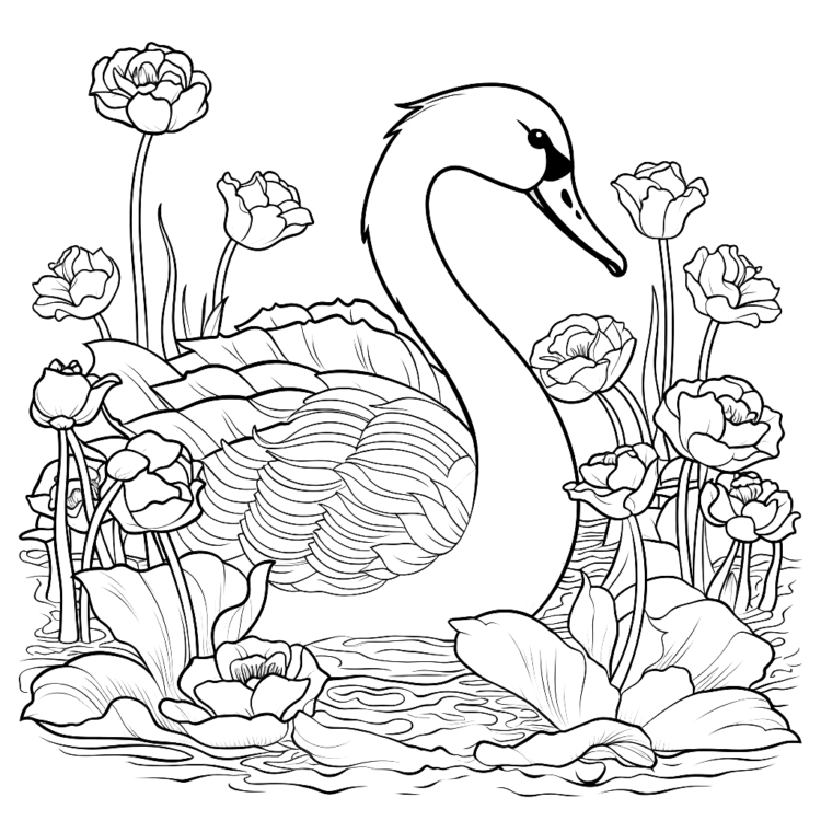 Dibujo para colorear Hermoso cisne