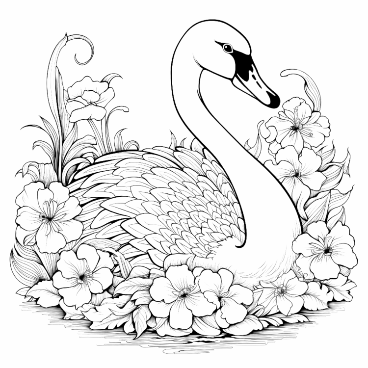 Dibujo para colorear cisne elegancia