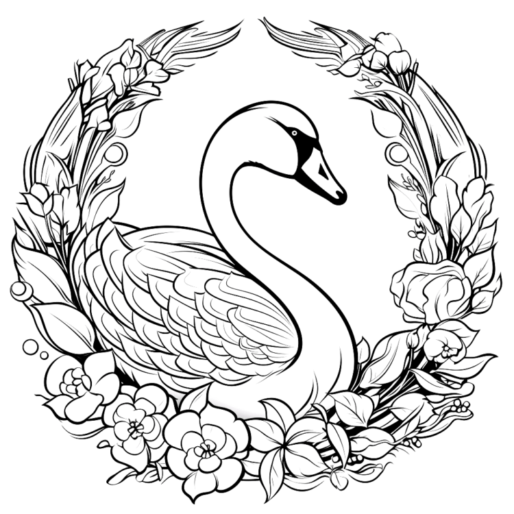 Página para colorear del mandala del cisne