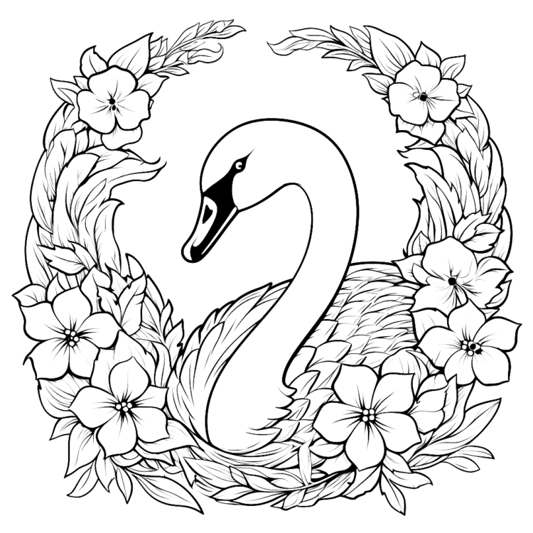 Dibujo para colorear cisne caprichoso