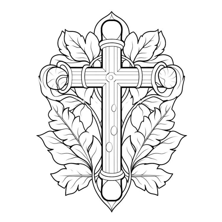 Dibujo para colorear caprichosa cruz