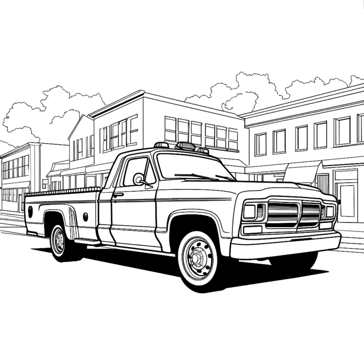 Ausmalbild Stadt Pickup
