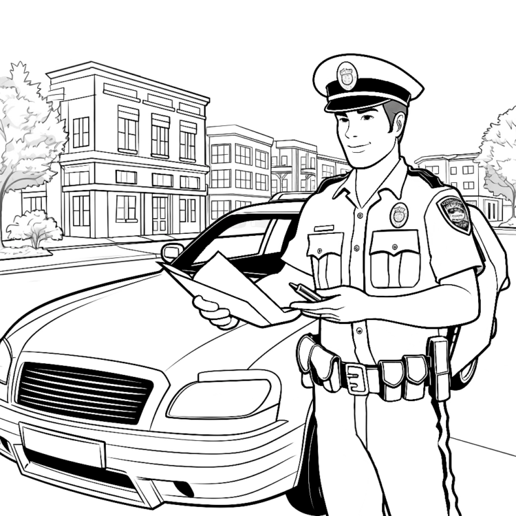 Dibujo para colorear coche patrulla de policía