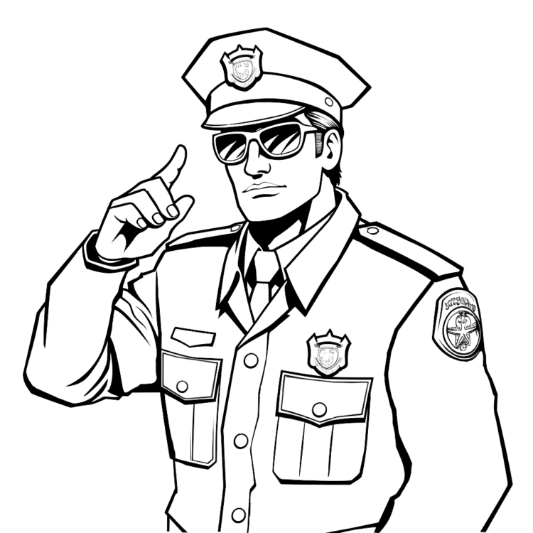 Coloring picture brave policeman