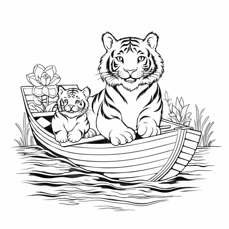 Dibujo para colorear barco tigre