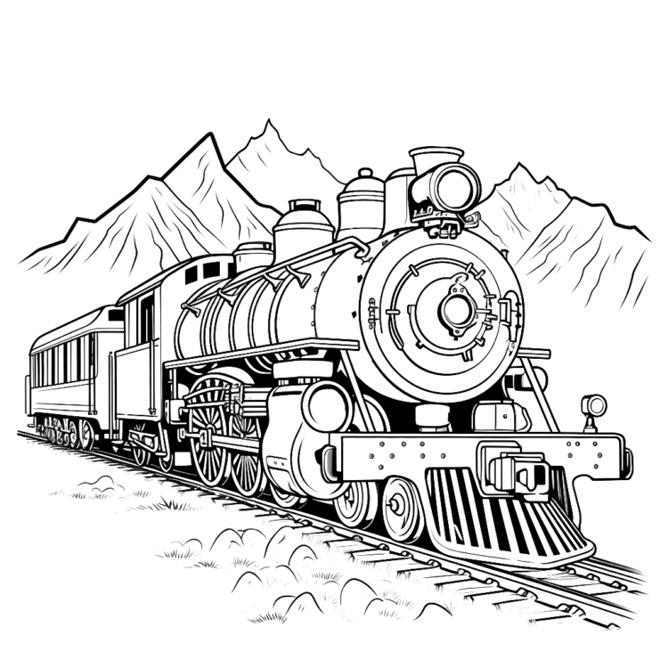 Ausmalbild Tuckernde Choo-Choo-Lokomotive