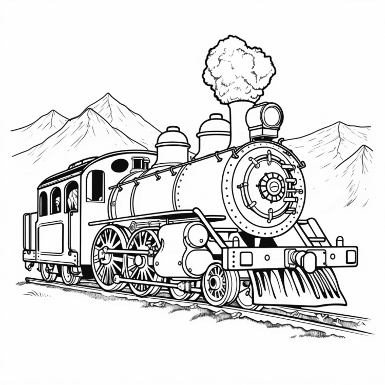 Ausmalbild Umweltfreundliche Lokomotive