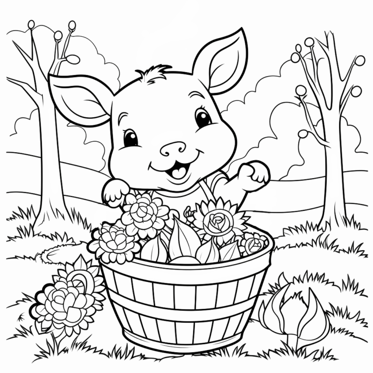 Playful pig coloring page