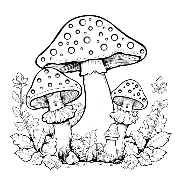 Ausmalbild Verzauberter Pilze