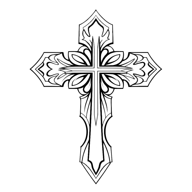Dibujo para colorear cruz decorada
