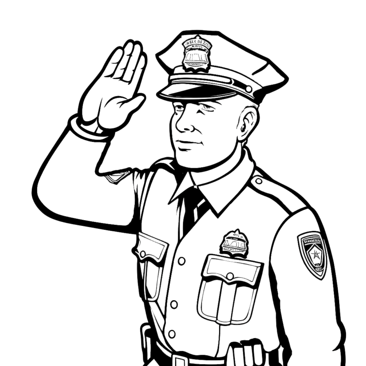 Dibujo para colorear policía ejecutor