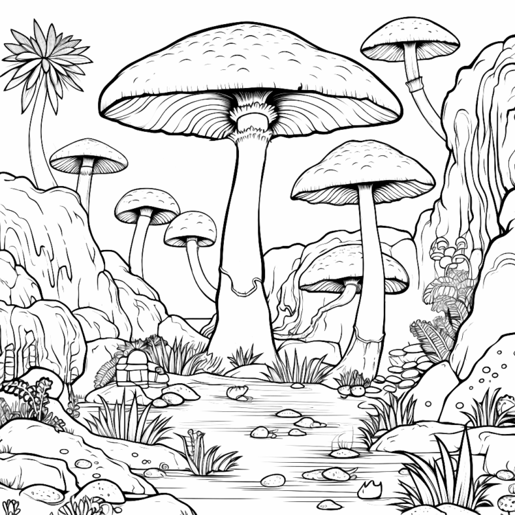 Coloring picture forest mushroom