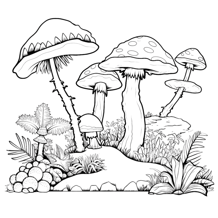 Coloring picture meadow mushroom