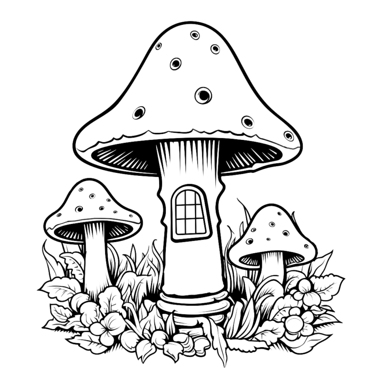 Mushrooms coloring pictures to print